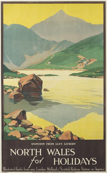 ROGER BRODERS (1883-1953). NORTH WALES FOR HOLIDAYS. Circa 1929. 39x23 inches, 99x60 cm. McCourquodale & Co. Limited, London.